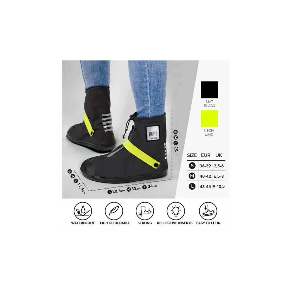 PERLETTI Kvalitní nepromokavé návleky na obuv, velikost L 43/45, Nero/Argento, 95032
