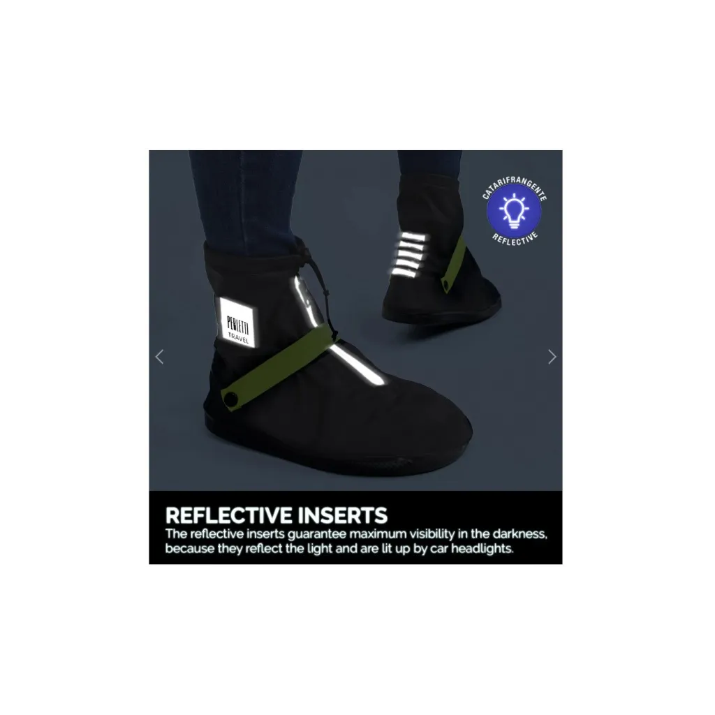 PERLETTI Kvalitní nepromokavé návleky na obuv, velikost L 43/45, Nero/Argento, 95032