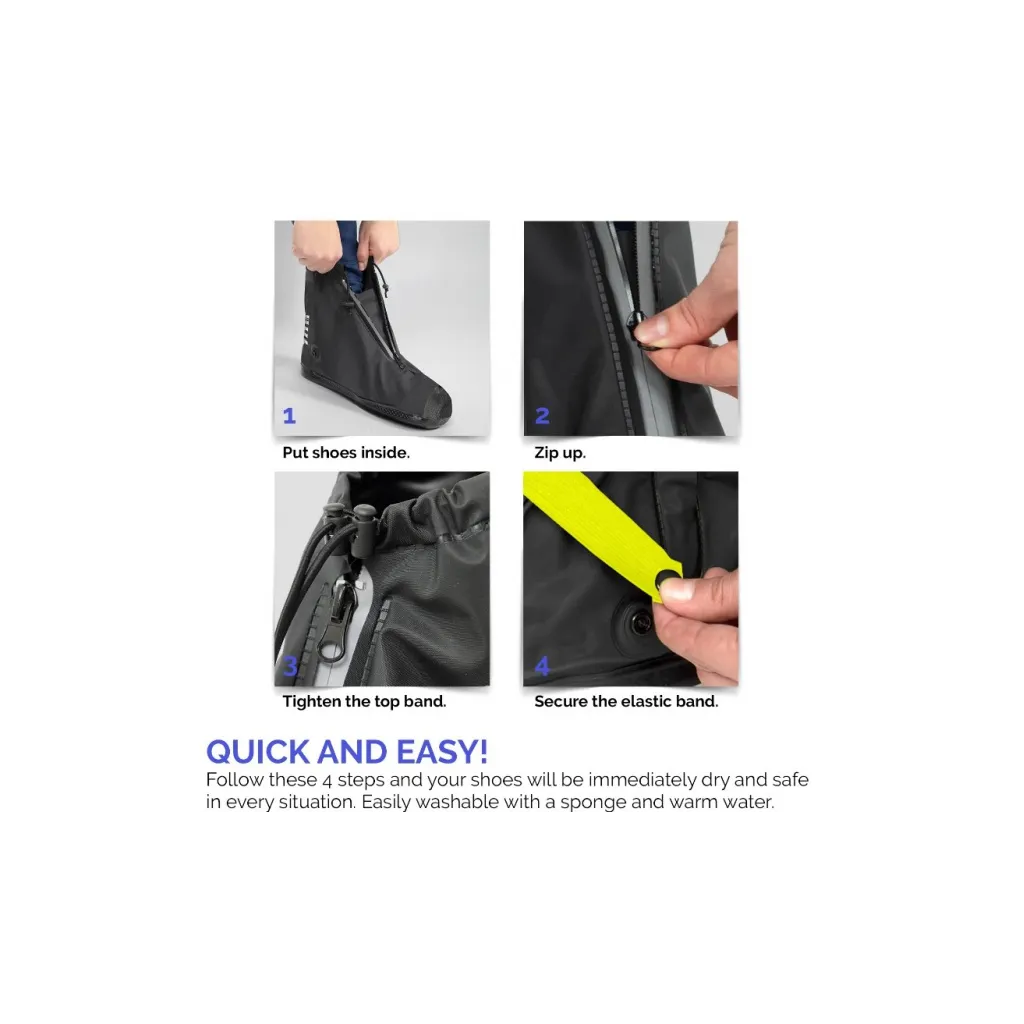 PERLETTI Kvalitní nepromokavé návleky na obuv, velikost L 43/45, Nero/Argento, 95032