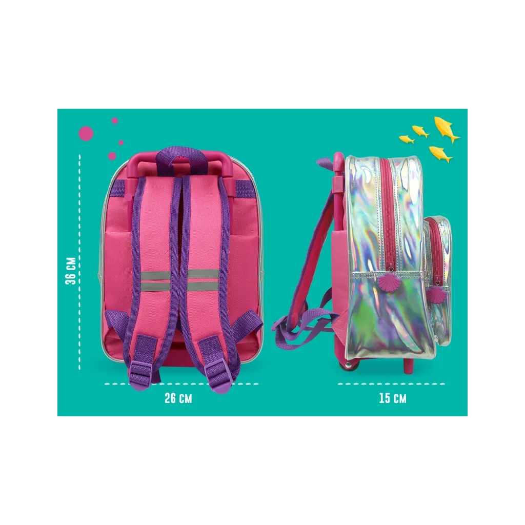 Dětský reflexní batoh na kolečkách Mořská Víla Mermaid, 14111