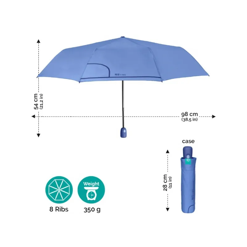 PERLETTI Dámský plnoautomatický dáždnik COLORINO / nevädzovo-modrá, 26294