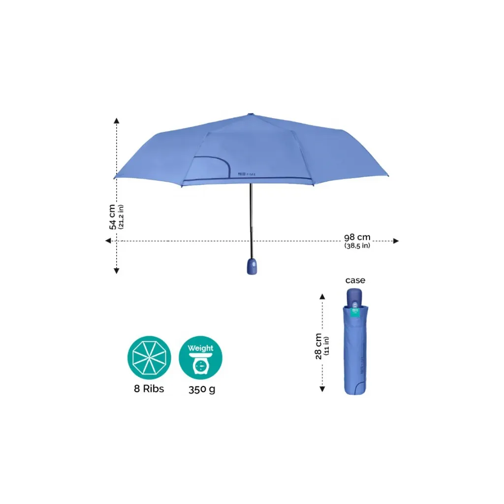 PERLETTI Dámský plnoautomatický deštník COLORINO / nebeská-modrá, 26294