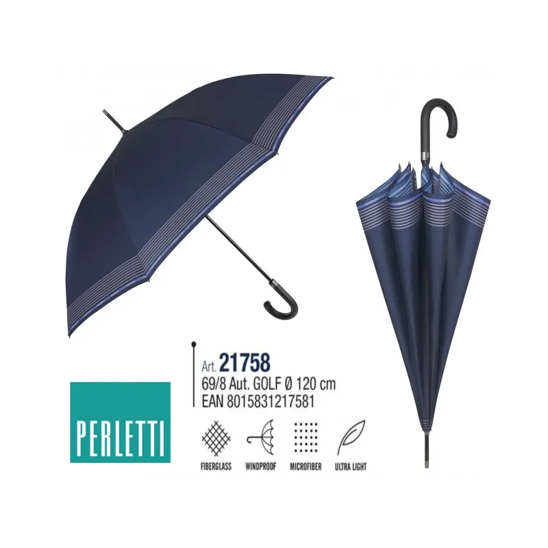 PERLETTI Technology, Pánsky palicový dáždnik / modrá, 21758 PERLETTI Technology, Pánsky palicový dáždnik / modrá, 21758