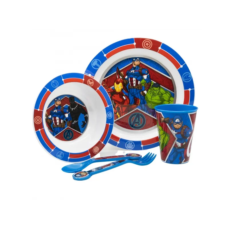 Dětské plastové nádobí, AVENGERS Micro, talíř, miska, sklenice, příbor, 74150 Dětské plastové nádobí, AVENGERS Micro, talíř, miska, sklenice, příbor, 74150