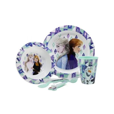 Dětské plastové nádobí, DISNEY FROZEN Micro, talíř, miska, sklenice, příbor, 74250 Dětské plastové nádobí, DISNEY FROZEN Micro, talíř, miska, sklenice, příbor, 74250