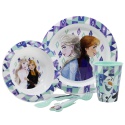 Dětské plastové nádobí, DISNEY FROZEN Micro, talíř, miska, sklenice, příbor, 74250