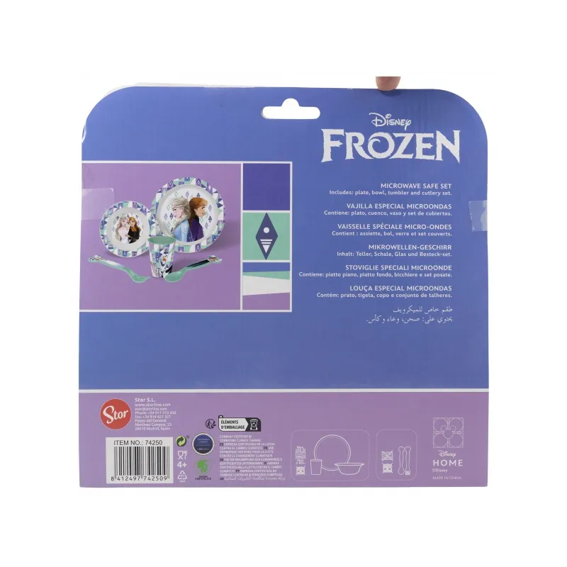 Detský plastový riad, DISNEY FROZEN Micro, tanier, miska, pohár, príbor, 74250