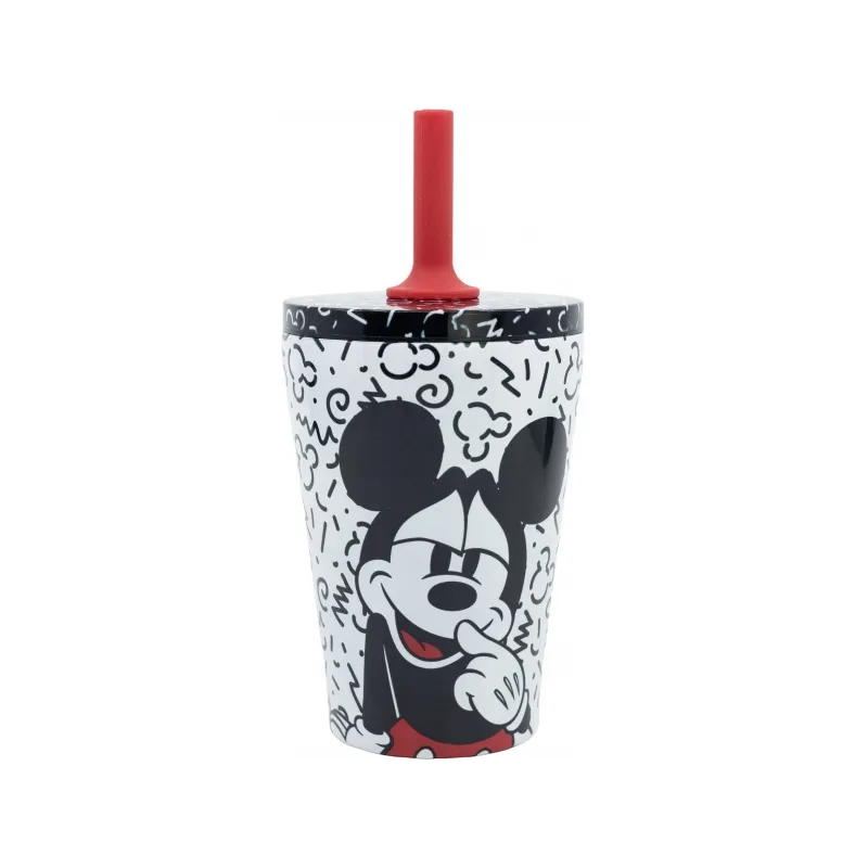 Nerezový termo pohár so silikónovou slamkou MICKEY MOUSE, 360ml, 74398