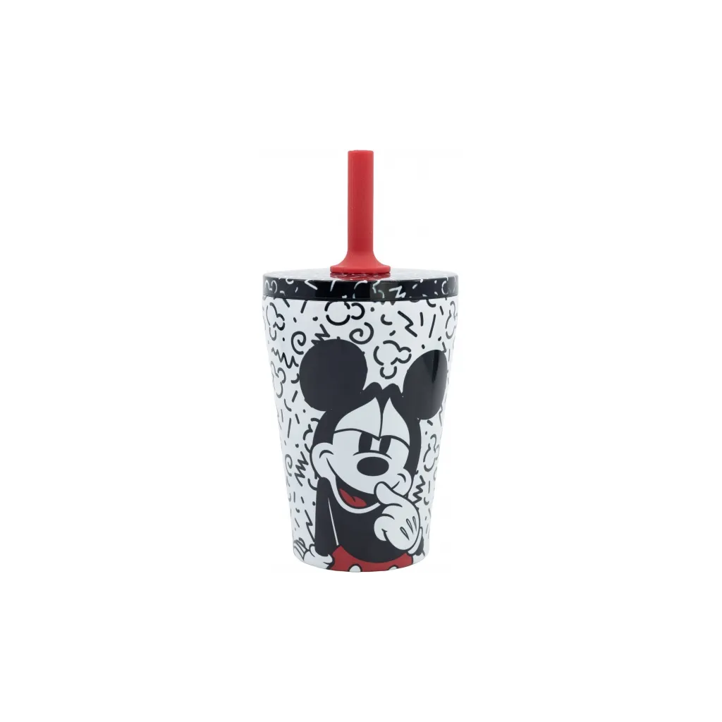 Nerezová termo sklenička se silikonovou brčkem MICKEY MOUSE, 360ml, 74398