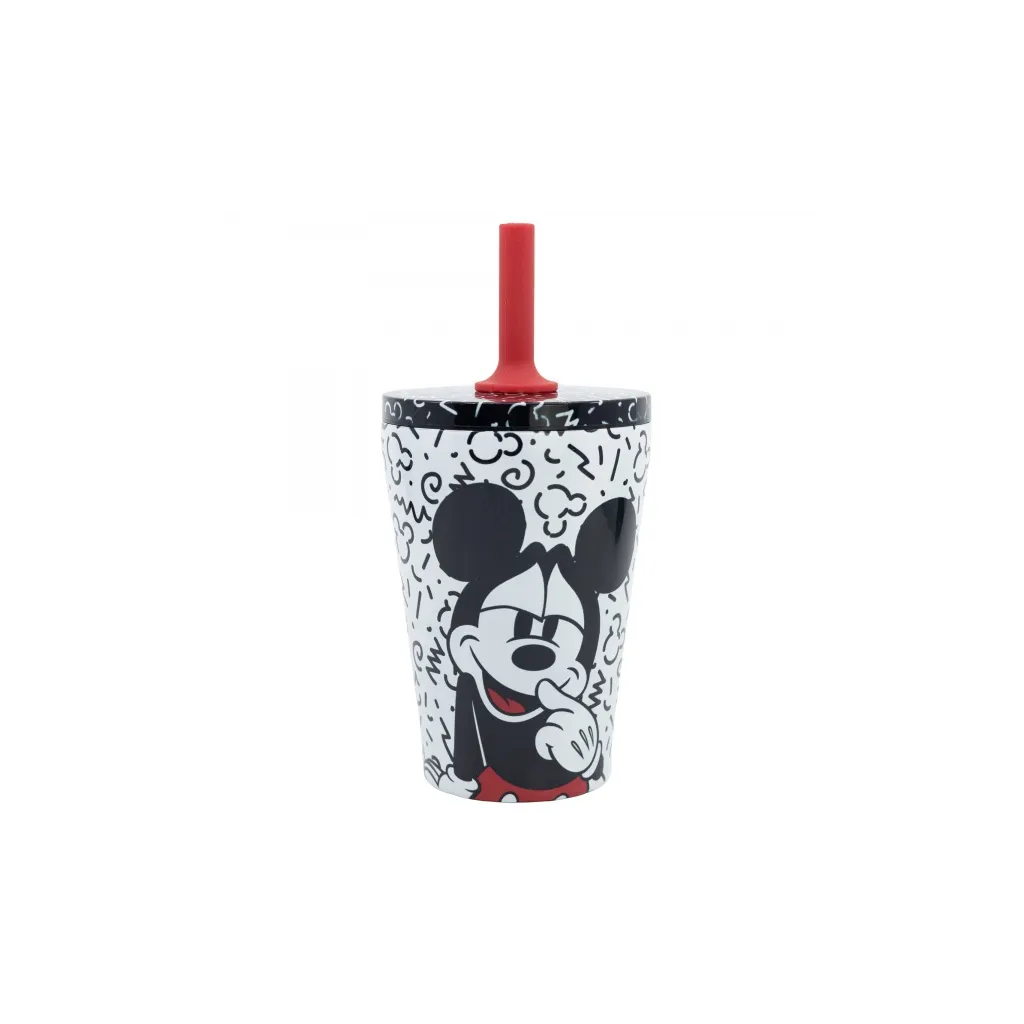 Nerezový termo pohár so silikónovou slamkou MICKEY MOUSE, 360ml, 74398