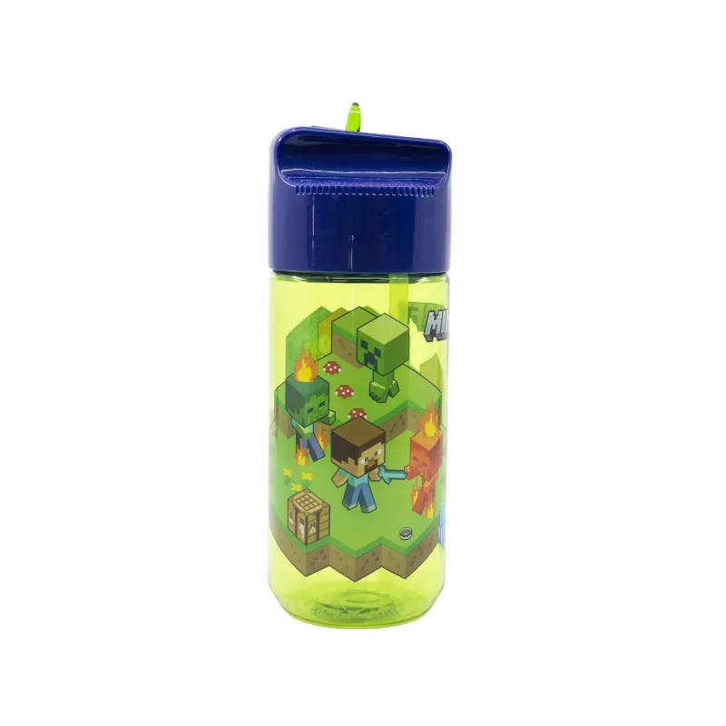 Plastová láhev s výsuvným brčkem MINECRAFT, Transparent Tritan, 430ml, 40436