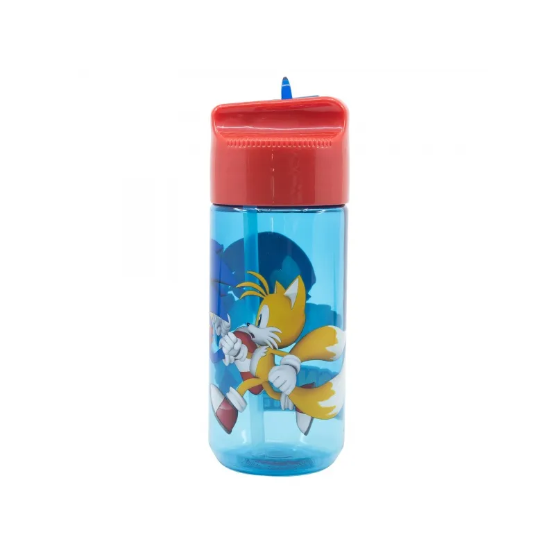 Plastová fľaša s výsuvnou slamkou JEŽKO SONIC, Transparent Tritan, 430ml, 40536