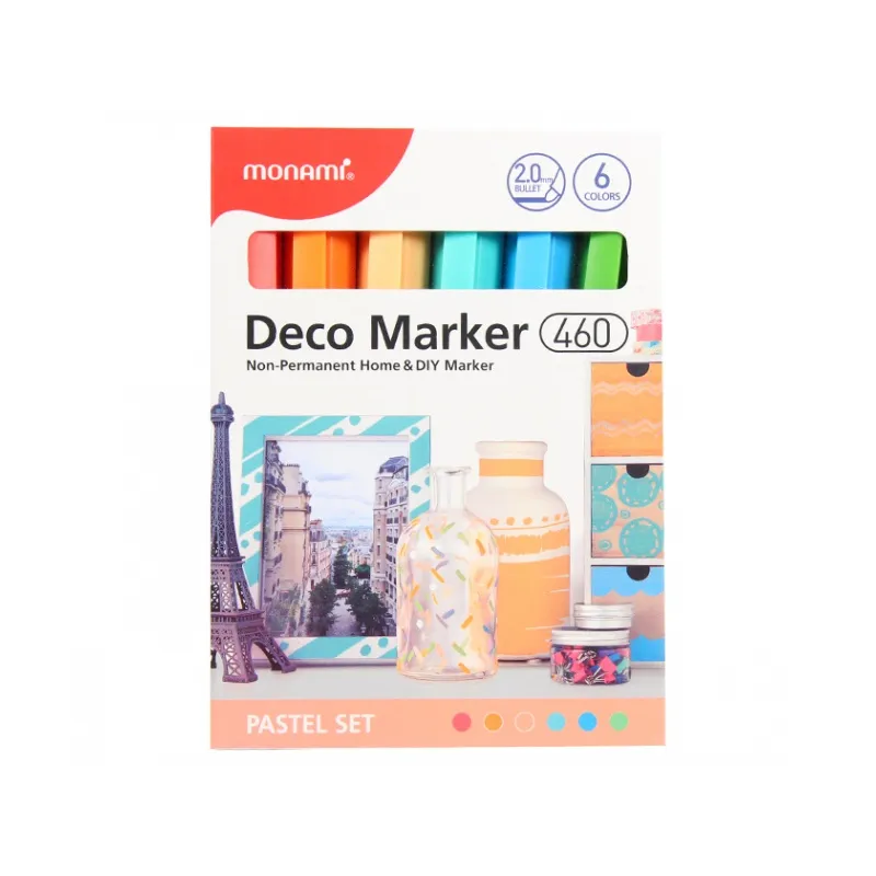 Sada akrylových popisovačov Monami Deco Marker 460 - Pastel Set, 6ks, 2mm Sada akrylových popisovačov Monami Deco Marker 460 - Pastel Set, 6ks, 2mm