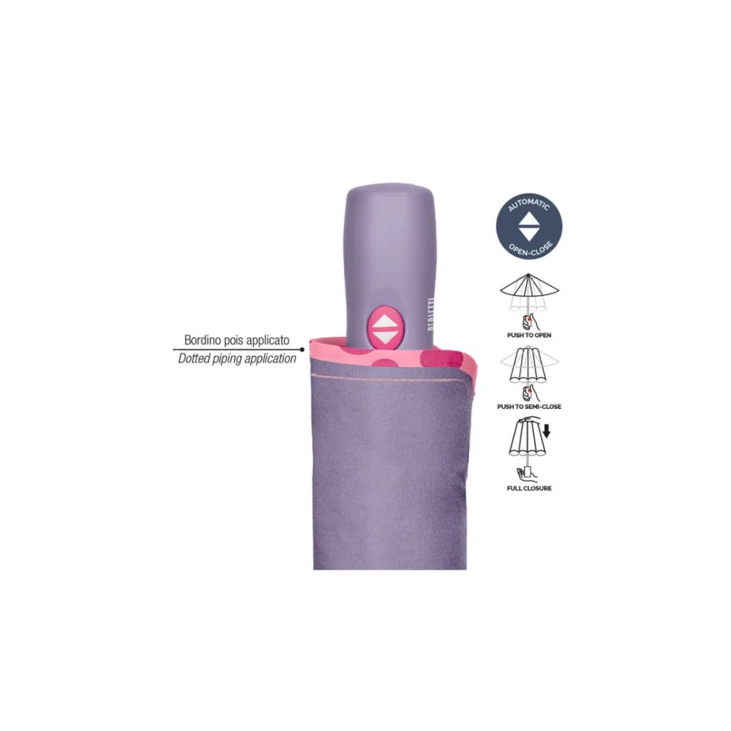 PERLETTI Technology Plně automatický skládací deštník Border / Lilla, 21715