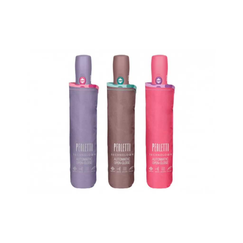 PERLETTI Technology Plně automatický skládací deštník Border / Lilla, 21715