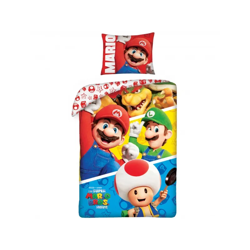 Obojstranné bavlnené obliečky Halantex SUPER MARIO, 140/200+70/90, SMM003BL Obojstranné bavlnené obliečky Halantex SUPER MARIO, 140/200+70/90, SMM003BL