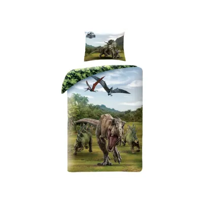 Oboustranné bavlněné povlečení JURASSIC WORLD Dinosauři, 140/200+70/90, JW-21BL