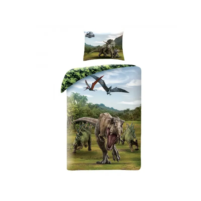 Obojstranné bavlnené obliečky JURASSIC WORLD Dinosaury, 140/200+70/90,  JW-21BL