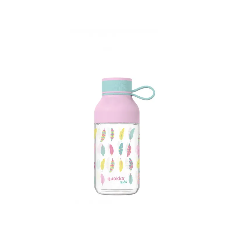 Quokka Kids, Plastová láhev s poutkem Feathers, 430ml, 40153 Quokka Kids, Plastová láhev s poutkem Feathers, 430ml, 40153