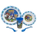 Detský plastový riad, JEŽKO SONIC Micro, tanier, miska, pohár, príbor, 40550