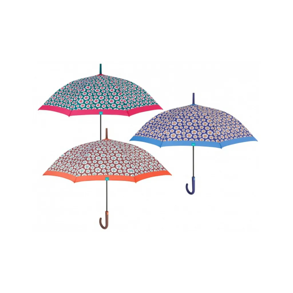 PERLETTI Time, Dámský holový deštník / červený lem, 26242