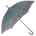 PERLETTI Time, Dámský holový deštník Bordo Leopardo / zelený, 26255