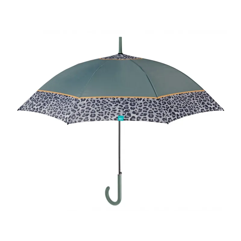 PERLETTI Time, Dámský holový deštník Bordo Leopardo / zelený, 26255