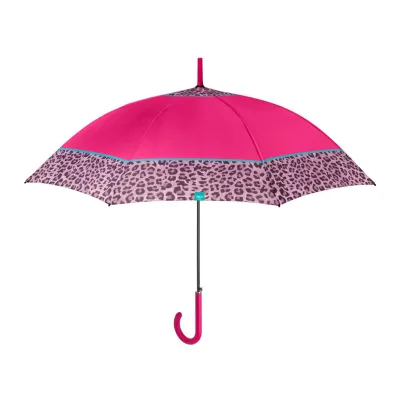PERLETTI Time, Dámský holový deštník Bordo Leopardo / cyklamenový, 26255 PERLETTI Time, Dámský holový deštník Bordo Leopardo / cyklamenový, 26255