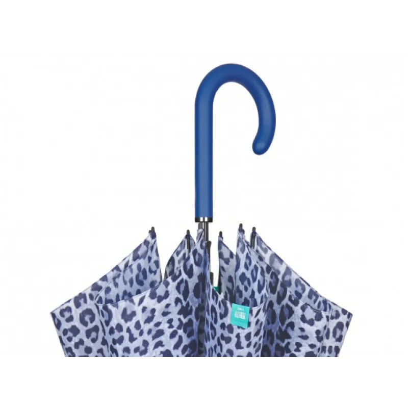 PERLETTI Time, Dámský holový deštník Bordo Leopardo / modrý, 26255 PERLETTI Time, Dámský holový deštník Bordo Leopardo / modrý, 26255