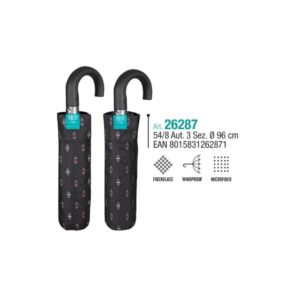 PERLETTI TIME Pánsky automatický skladací dáždnik Geometrico, 26287