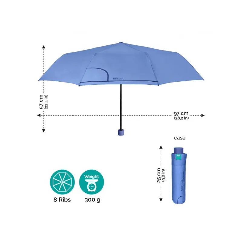 PERLETTI Dámsky skladací dáždnik COLORINO / svetlomodrá, 26292