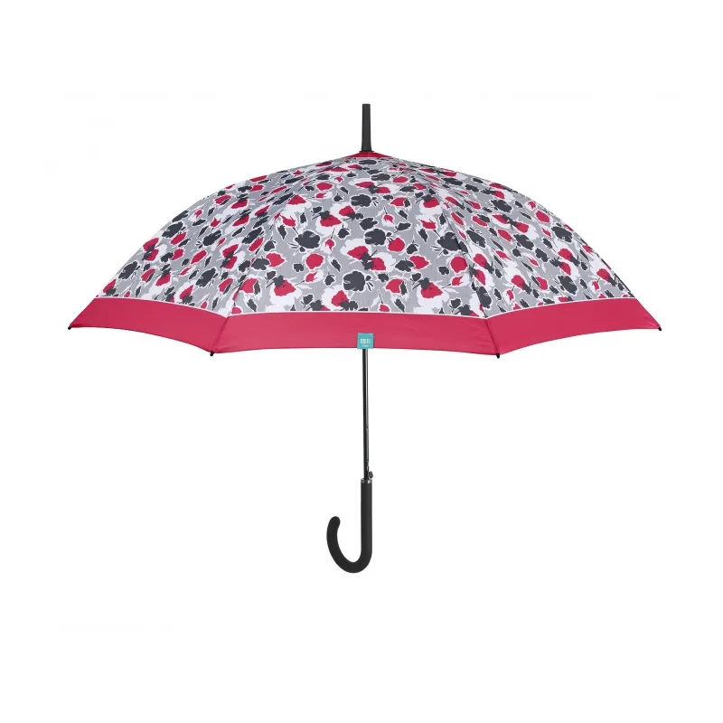 PERLETTI Time, Dámsky palicový dáždnik Floreale / červený lem, 26306