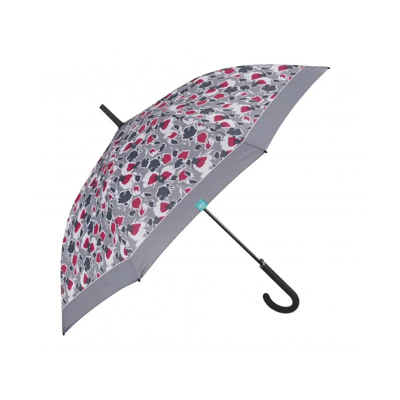 PERLETTI Time, Dámský holový deštník Floreale / šedý lem, 26306