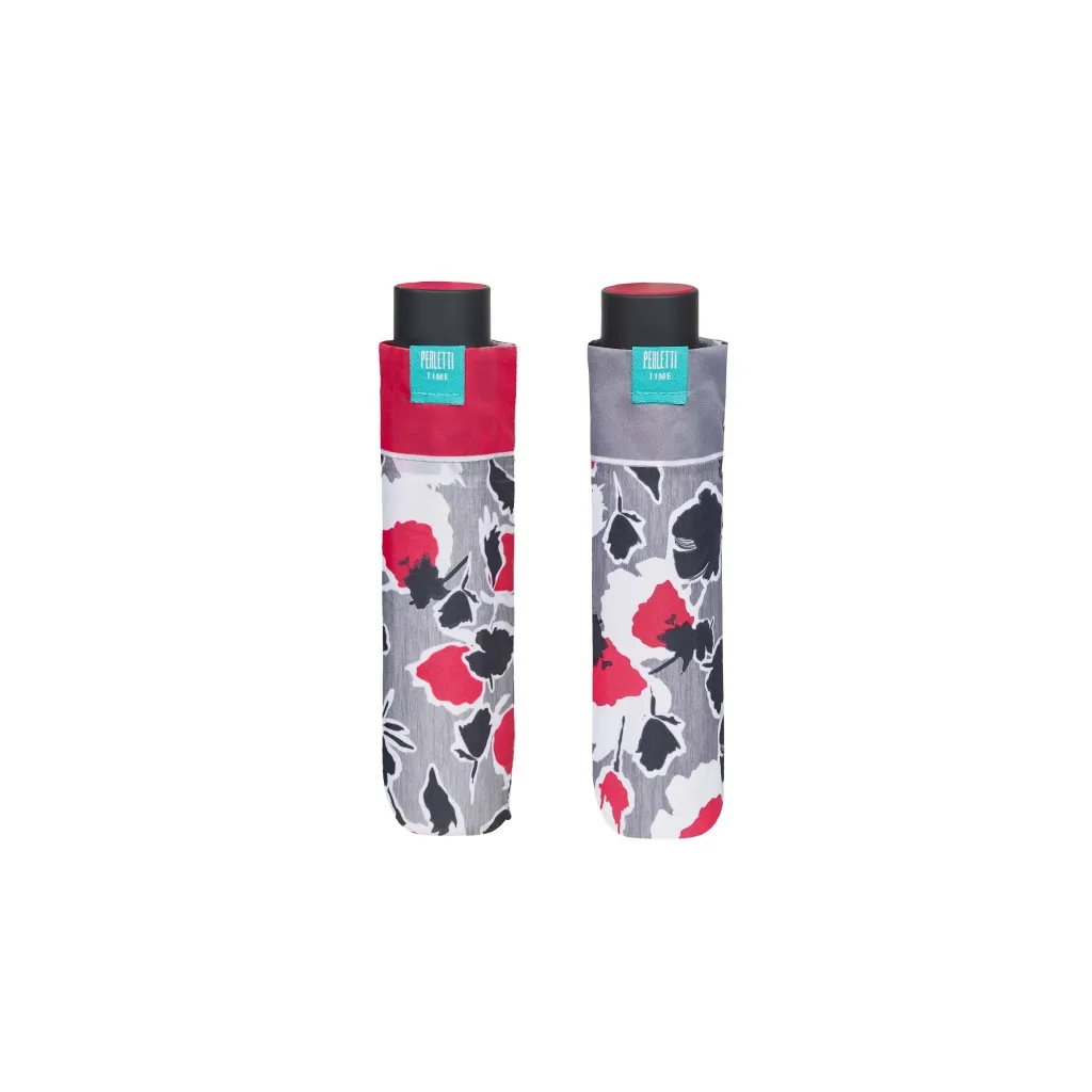 PERLETTI Time, Dámsky skladací dáždnik Floreale / šedý lem, 26307