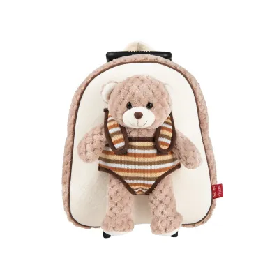 BE MY FRIEND, Dětský plyšový batoh na kolečkách s odnímatelnou hračkou MEDVÍDEK, 13040