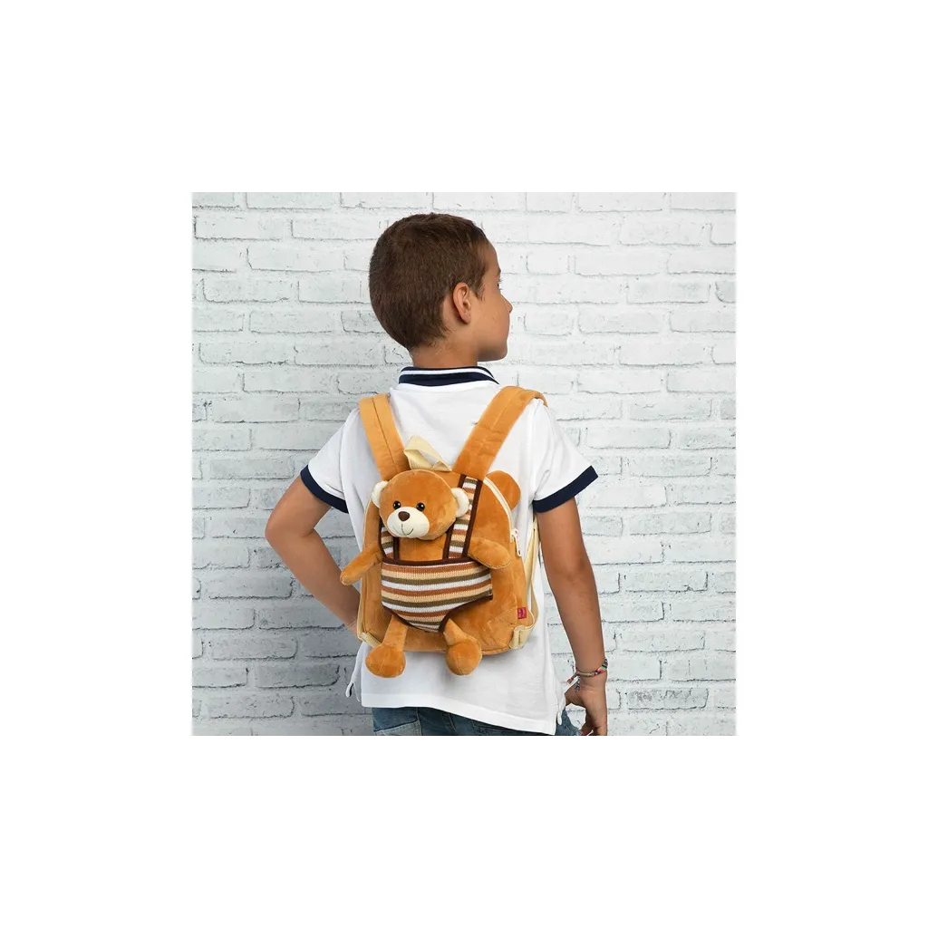 BE MY FRIEND, Dětský oboustranný plyšový batoh s odnímatelnou hračkou MEDVÍDEK, 13032