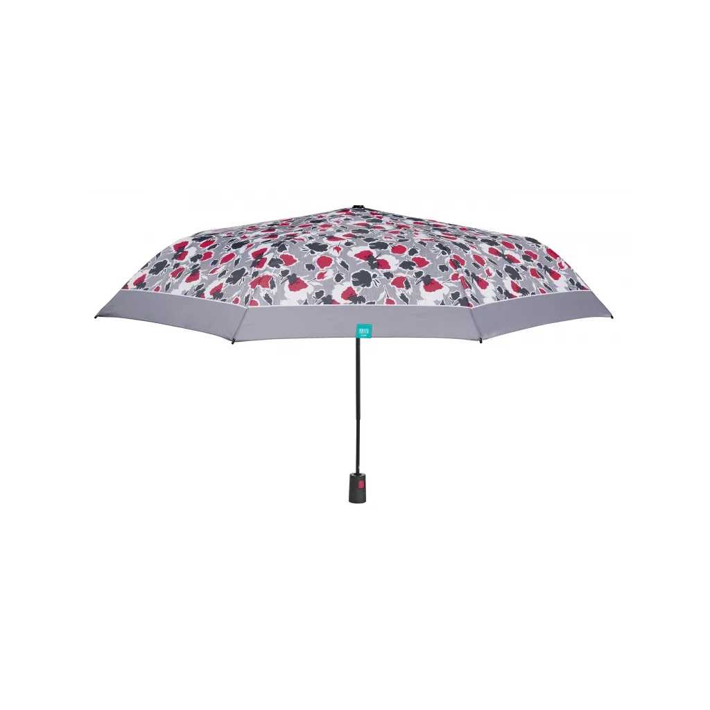 PERLETTI Dámský skládací automatický deštník Floreale / šedý lem, 26308