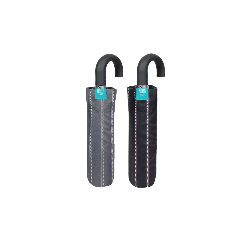 PERLETTI Time, Pánský automatický skládací deštník Gessato / šedý, 26346