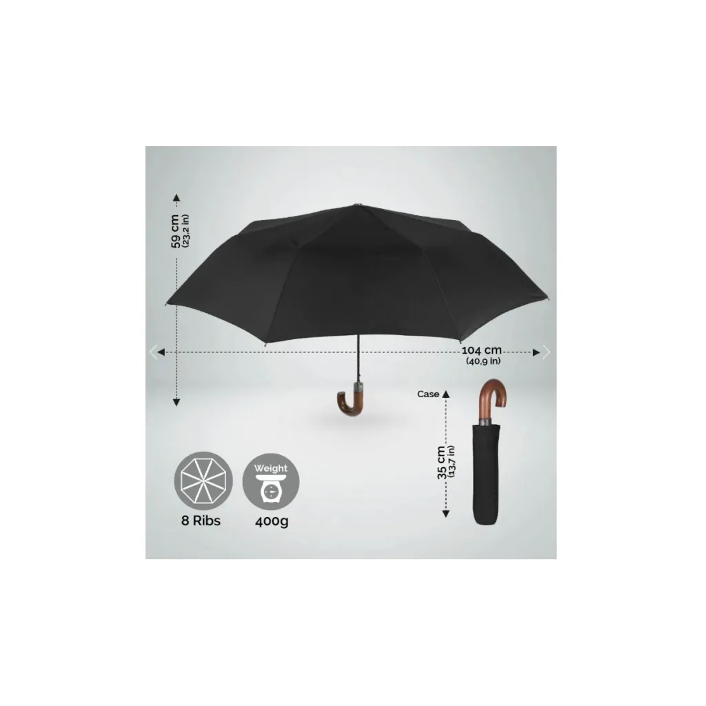 PERLETTI Time, Automatický skládací deštník Nero, 26351