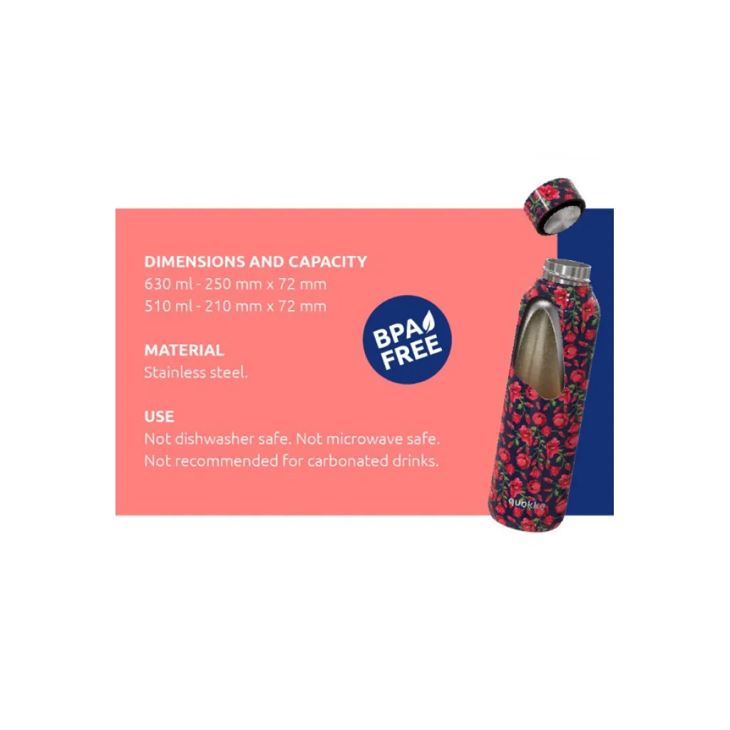 Quokka Solid, Nerezová láhev / termoska s poutkem Waves, 630ml, 40169