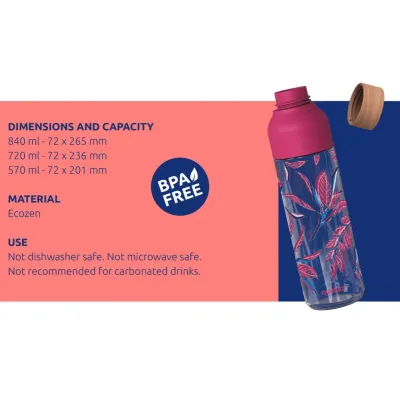 Quokka Ice Sea Fish Drinkfles - 840 Ml, Tritan Materiaal, BPA-vrij, Met Brede Opening Voor Ijsblokjes