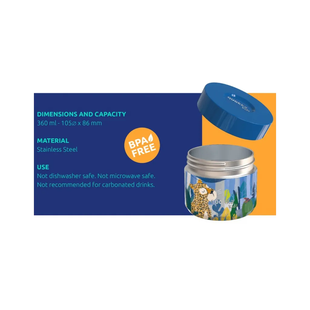 Quokka Kids Whim, Nerezová termonádoba na jedlo Jungle, 360ml, 40097