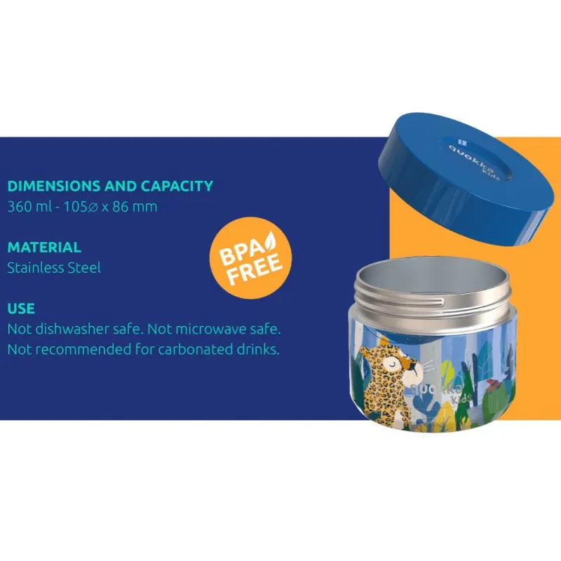Quokka Kids Whim, Nerezová termonádoba na jedlo Zebras, 360ml, 40099 Quokka Kids Whim, Nerezová termonádoba na jedlo Zebras, 360ml, 40099