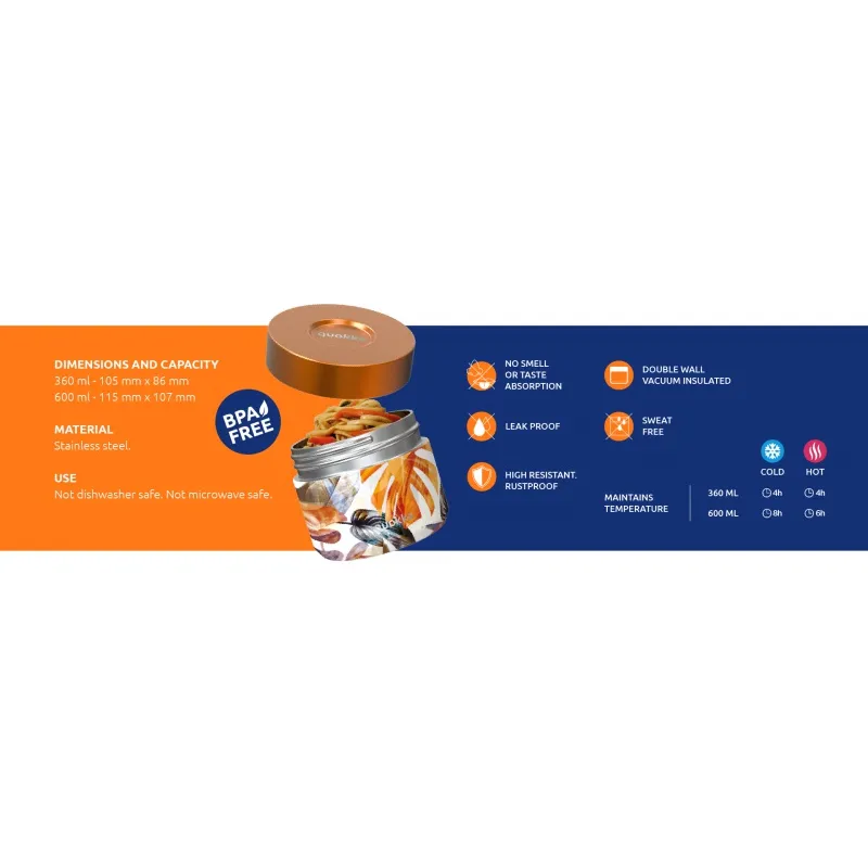 Quokka Whim, Nerezová termonádoba na jídlo AUTUMN, 600ml, 40110 Quokka Whim, Nerezová termonádoba na jídlo AUTUMN, 600ml, 40110