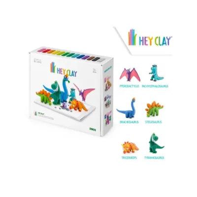 HEY CLAY Kreativní modelovací souprava - Dinosaur (18 kusů modelovací hmoty)