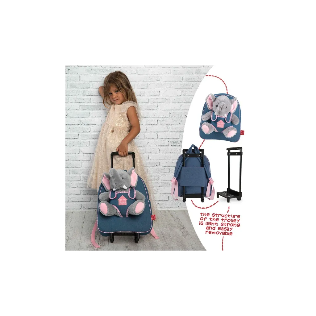 Detský denimový batoh na kolieskach s odnímateľnou hračkou Perletti Toys, PSÍK, 13034