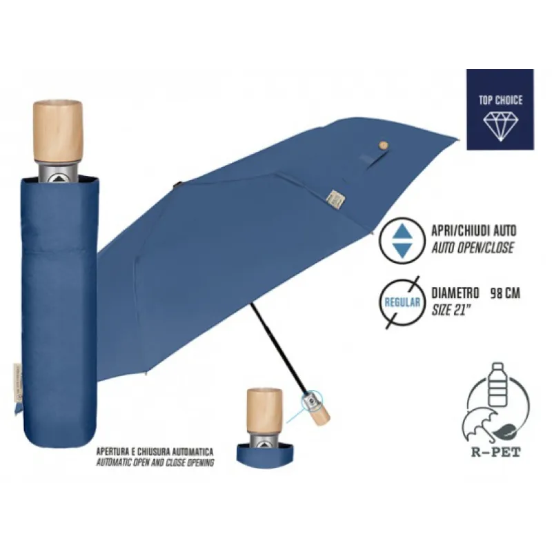 PERLETTI Green, Plněautomatický skládací deštník BLUE, 19138
