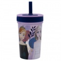 Termo pohár so šrubovacím viečkom a silikónovou slamkou DISNEY FROZEN, 465ml, 74286