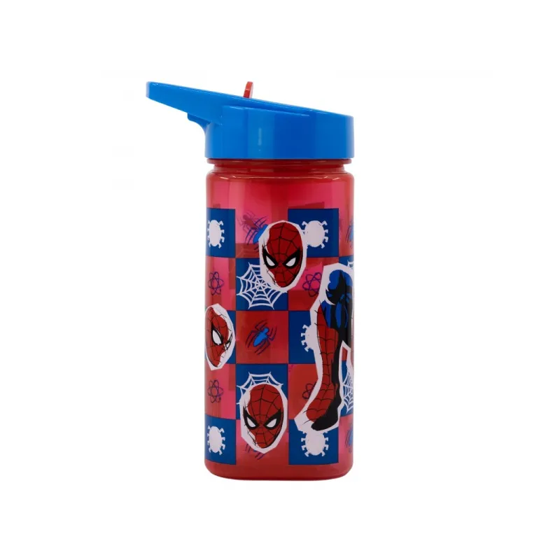 Plastová hranatá láhev s výsuvným brčkem SPIDERMAN, Tritan 530ml, 74714