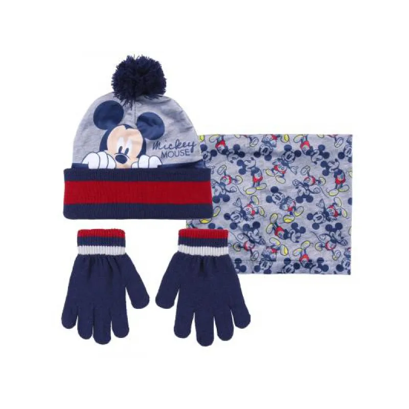 Zimný set v darčekovom balení (čiapka, nákrčník, rukavice) MICKEY MOUSE, 2200007991